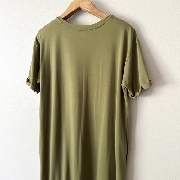 Eileen Fisher Organic Cotton Olive Green Midi T-shirt Dress women's size Medium‎ - Picture 8 of 10